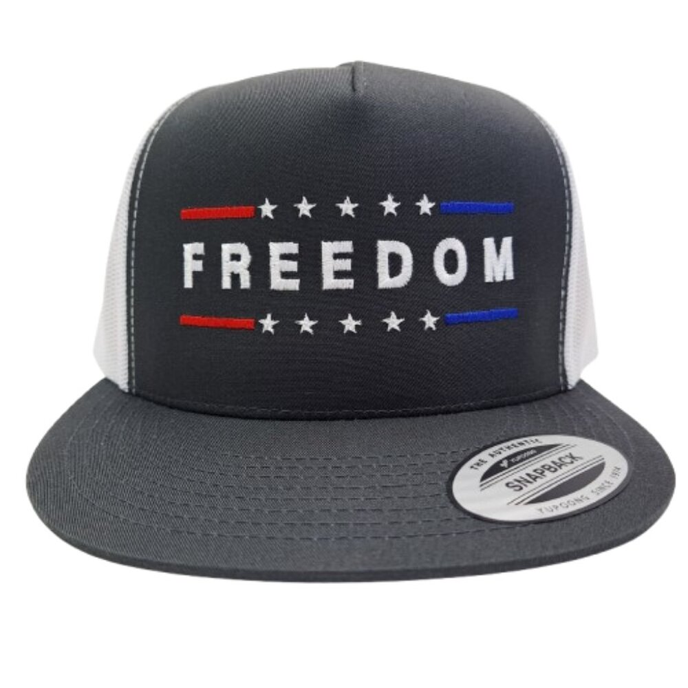 Freedom Charlie Kirk Remembrance Flat Bill Trucker Mesh Snapback Cap High Profil